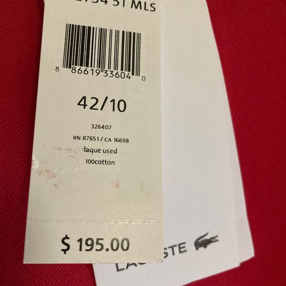 Lacoste Alligator Long Sleeve Red T-Shirt Dress - Size 42 EU/10 USA - New w/Tags - Picture 9 of 13
